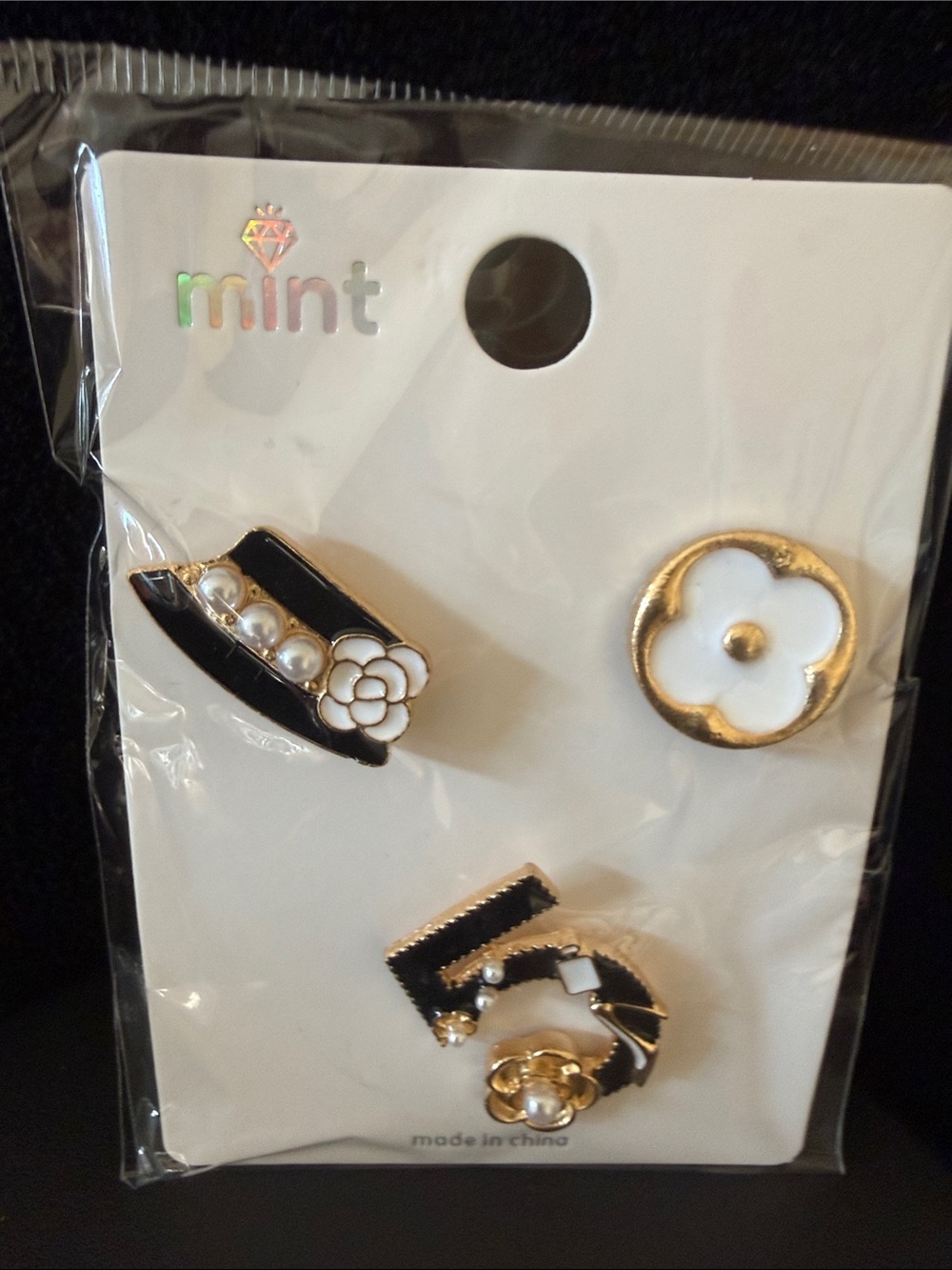 Mint Gold & White Floral Cell Phone Charm Accessory